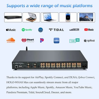 HOLOWHAS Max: 3200W (200W x16) | 8 Source 8 Zone Multi-Room Streaming Amplifier | WiFi Audio, BT Audio