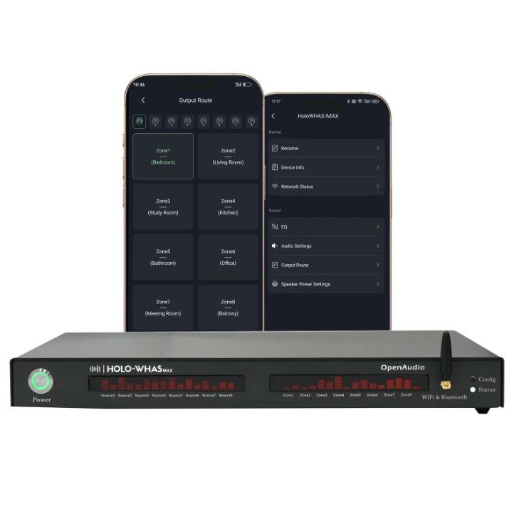 HOLOWHAS Max: 3200W (200W x16) | 8 Source 8 Zone Multi-Room Streaming Amplifier | WiFi Audio, BT Audio