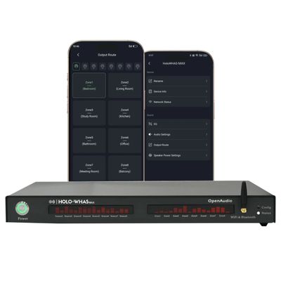 HOLOWHAS Max: 3200W (200W x16) | 8 Source 8 Zone Multi-Room Streaming Amplifier | WiFi Audio, BT Audio