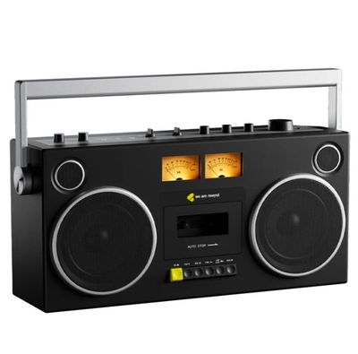 We Are Rewind Getto Blaster Cassette Player &amp; Recorder - Curtis, Black