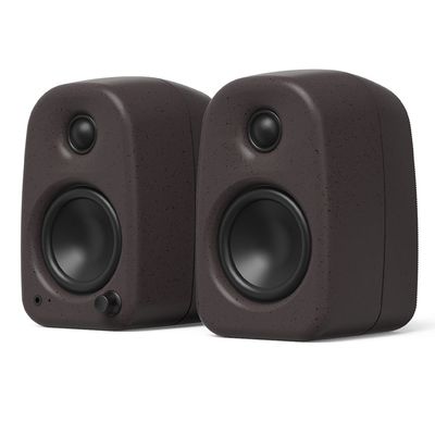 Kanto UKI 100W Desktop Speakers with Bluetooth, USB-C, Headphone out, Pumice (Speckled Brown), Pair