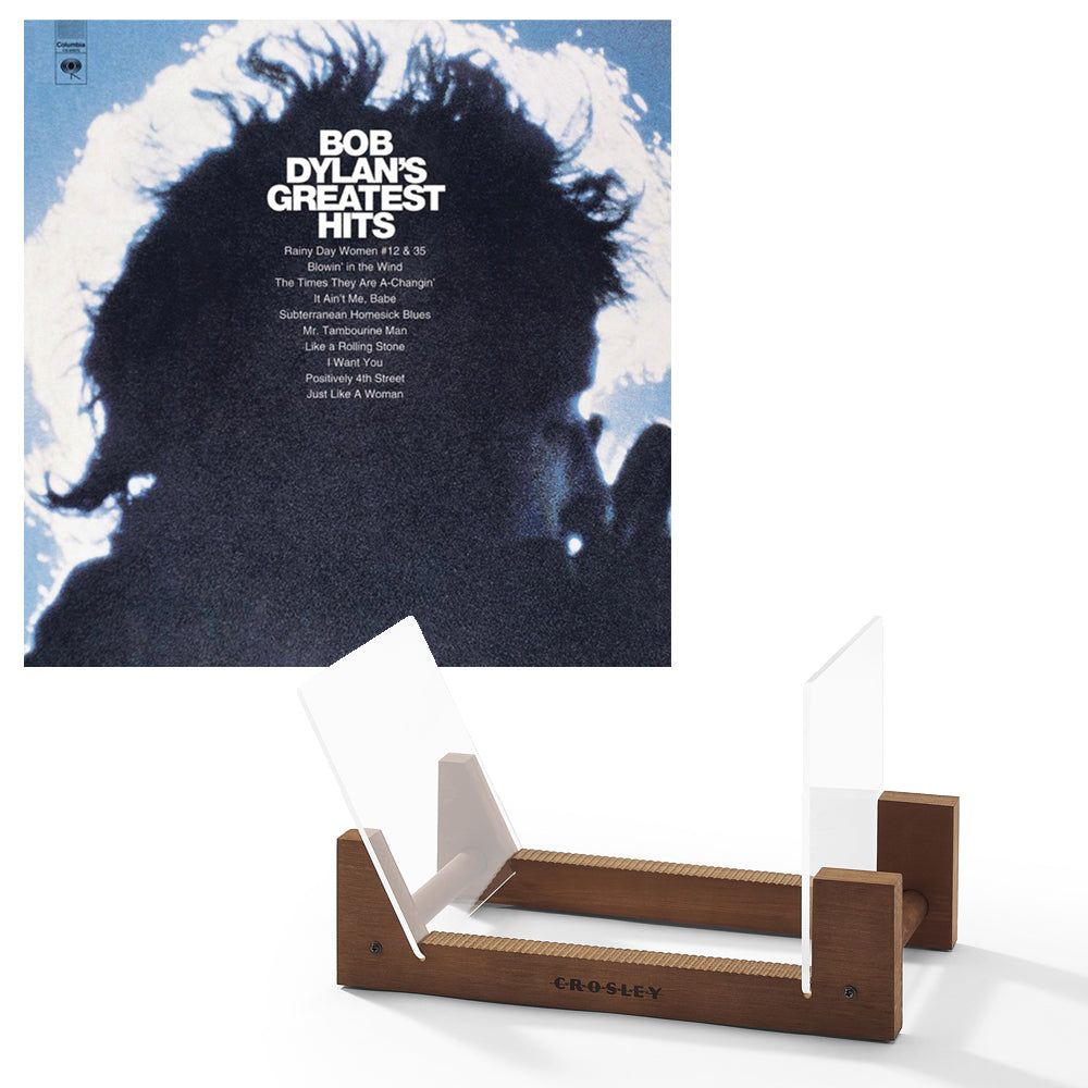 Bob Dylan Greatest Hits Vinyl Album &amp; Crosley Record Storage Display Stand