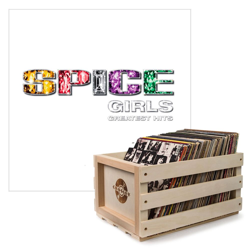 Crosley Record Storage Crate &amp; Spice Girls - Greatest Hits - Vinyl Album Bundle