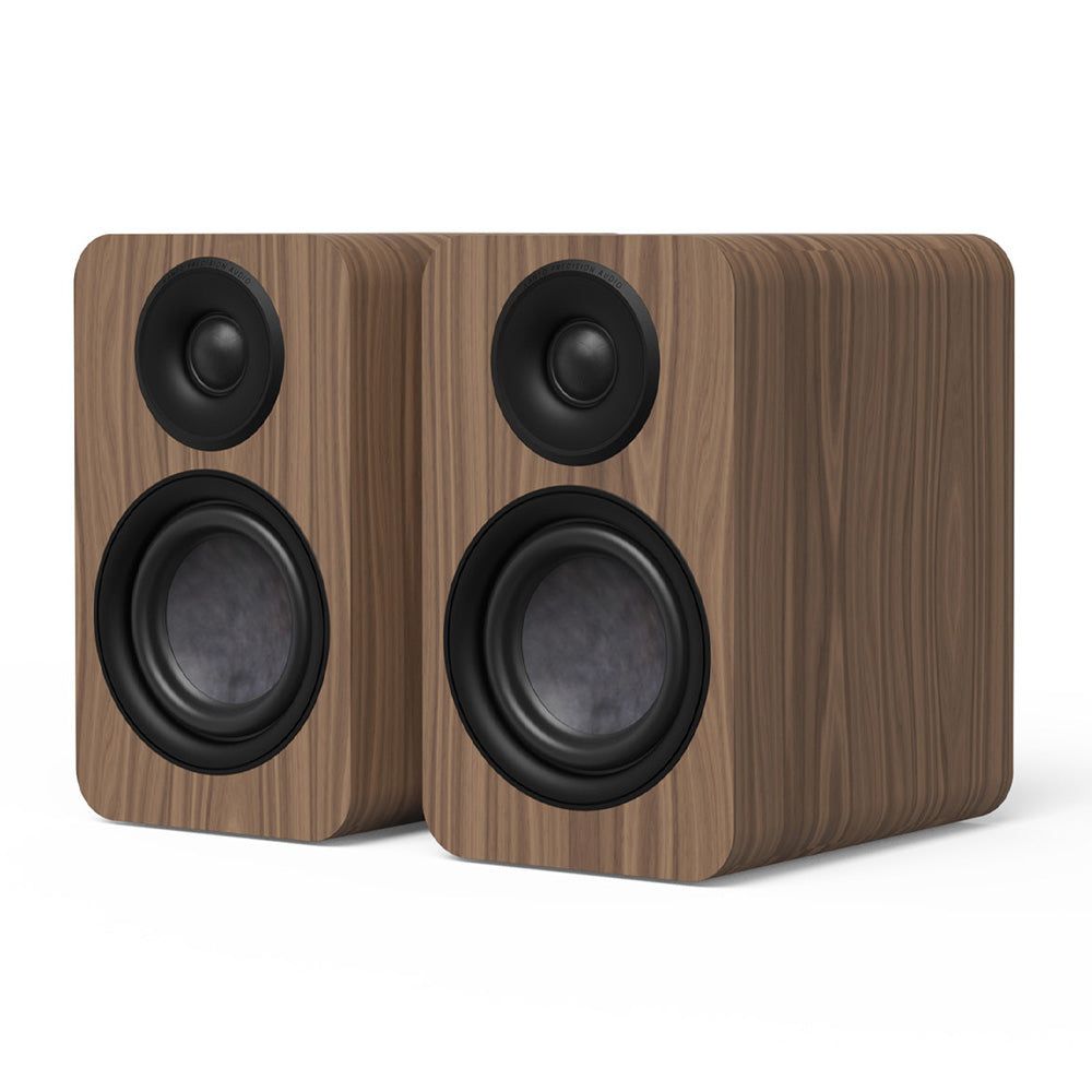 Kanto YU4 (2nd Gen) 160 W Powered Bookshelf Speaker with Bluetooth® 5.3, Built-in Phono Preamp, USB-C and Optical Inputs - Matte Walnut