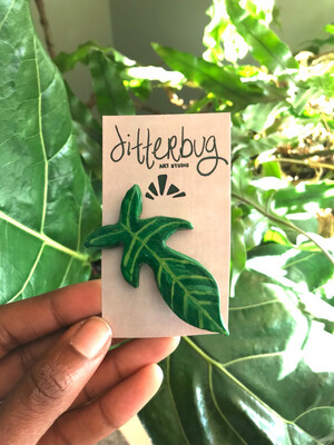 Philodendron Clay Hair Clip