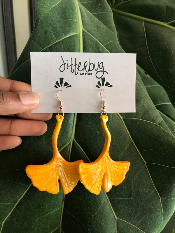 Autumn Ginkgo Clay Earrings