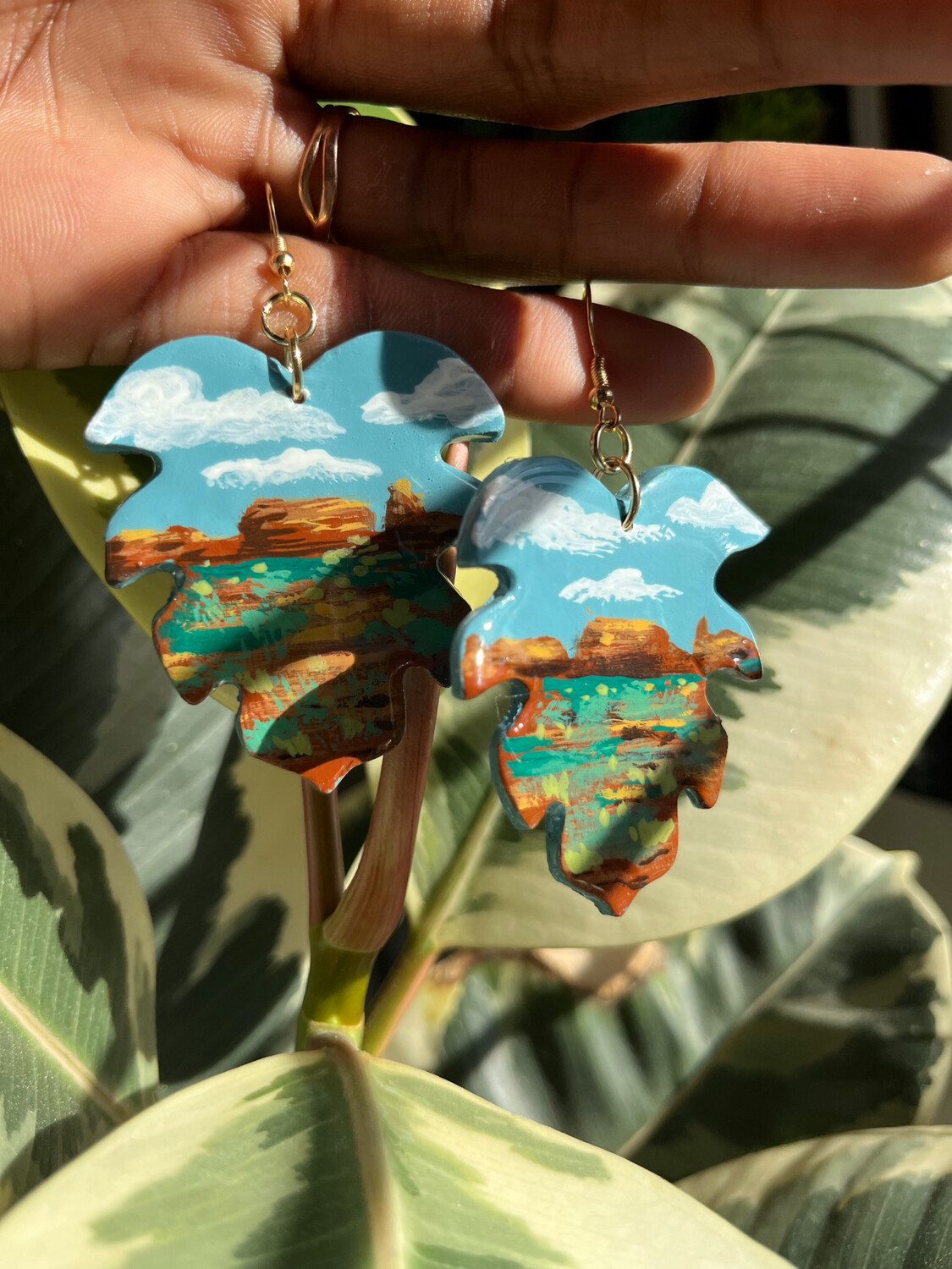 Desert Monstera Earrings