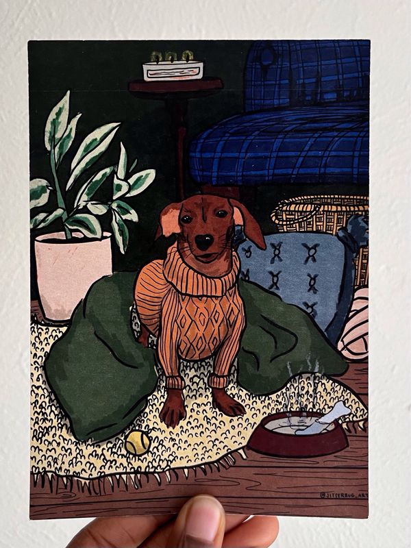 Cozy Puppy Mini-Print/Postcard