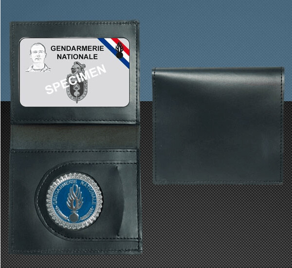 Porte carte en cuir 3 volets avec insigne Police - Patrol