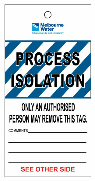 Melbourne Water Process Isolation Tag (100 Pack)