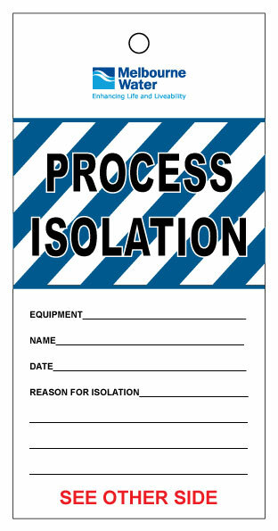 Melbourne Water Process Isolation Tag (100 Pack)