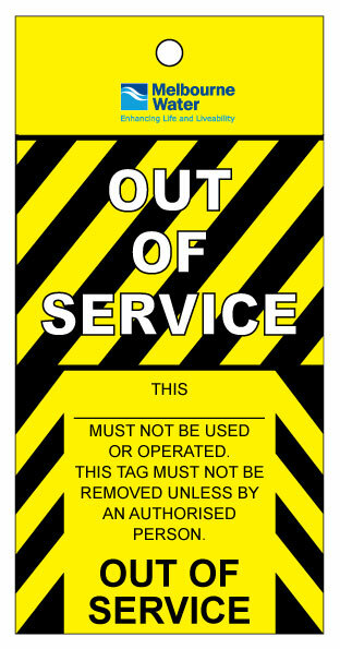 Melbourne Water Out of Service Tag (100 Pack)