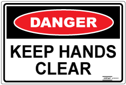 Danger Keep Hands Clear - Self Adhesive 180041