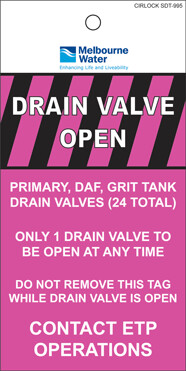 Melbourne Water Drain Valve Primary Tag (5 Pack)
