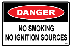 Danger No Smoking No Ignition Sources - Self Adhesive