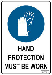 Hand Protection Must Be Worn - Self Adhesive