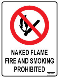 Naked Flame Fire &amp; Smoking Prohibited - Self Adhesive