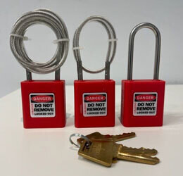 1 Set of 3 Keyed Alike RED Safety Padlock - (Registered)