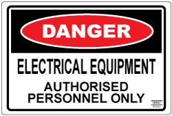 Danger Electrical Equipment Authorised Personnel Only - Self Adhesive Label Danger Electrical Equipment Authorised Personnel Only - Self Adhesive Label