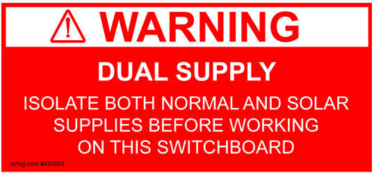 Warning Dual Supply - 5 Pack (SKU 420003)
