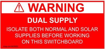 Warning Dual Supply - 5 Pack (SKU 420003) 420003