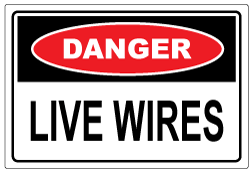 Danger Live Wires - Self Adhesive