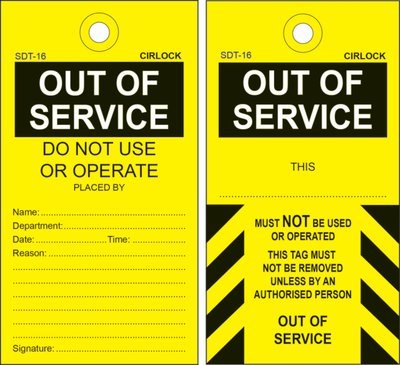 HEAVY DUTY PVC Out of Service Tag