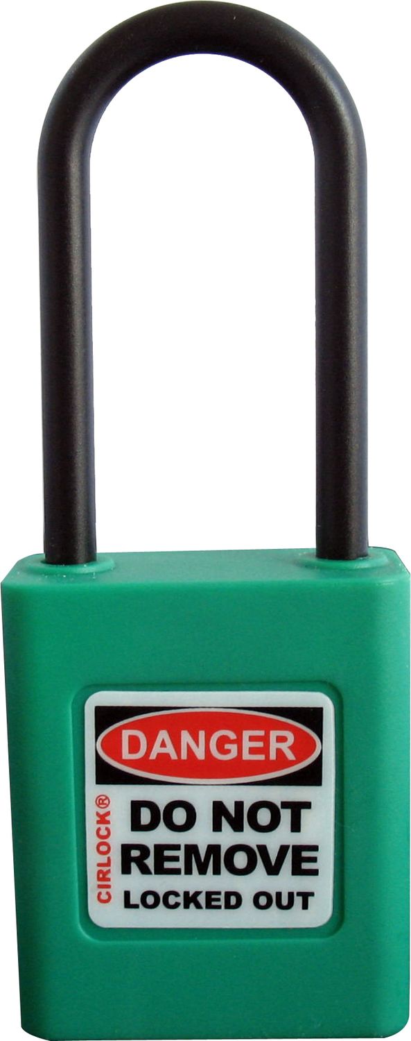 1 set of 36 SLP-550-GREEN Non-Conductive Shackle Padlocks Keyed Alike Set (Registered)