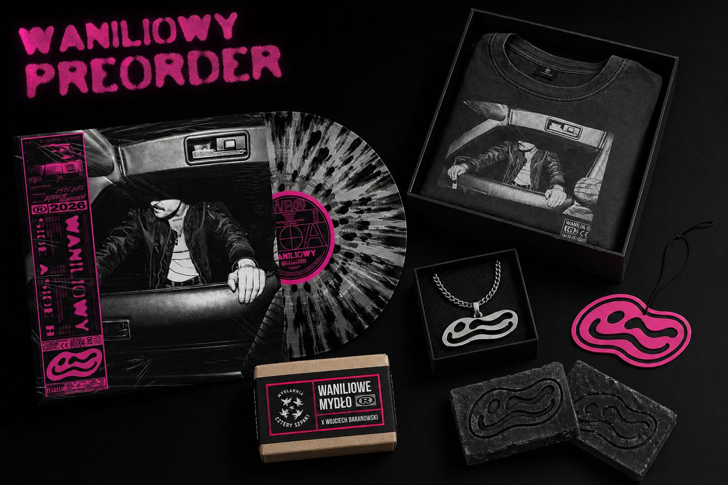 BIG BOX "WANILIOWY" - album LP/ t-shirt / mydło / naszyjnik / zawieszka zapachowa