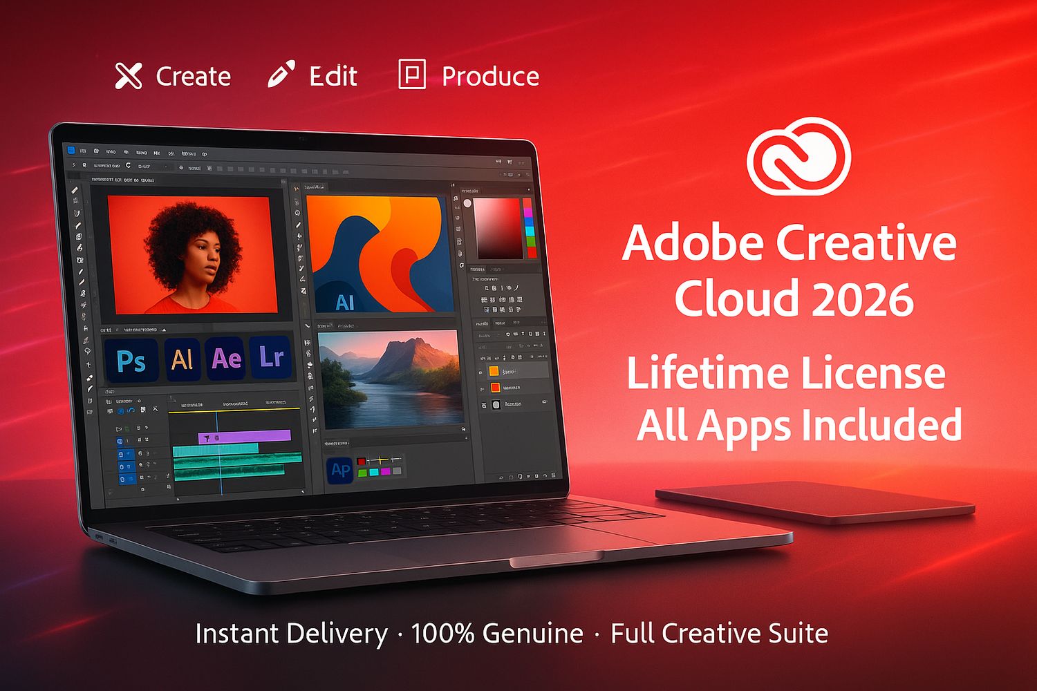 Adobe Creative Cloud 2026 – Lifetime License (All Apps)