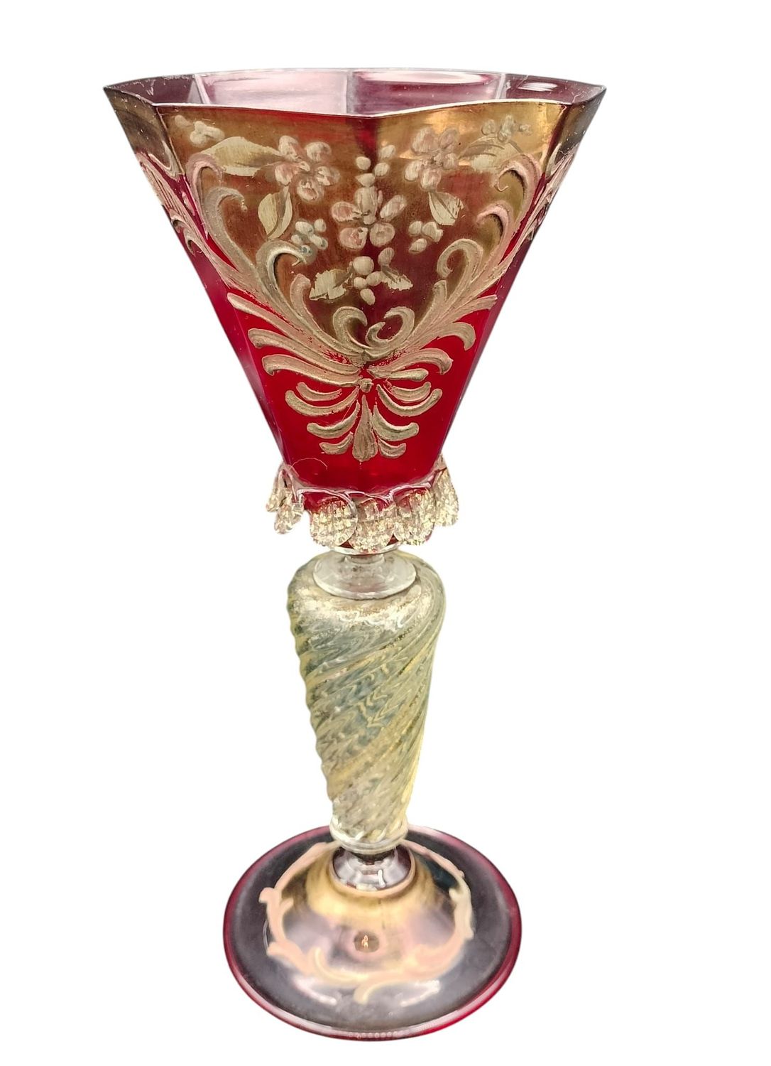 BICCHIERE IN VETRO SOFFIATO MURANO PRIMI DEL 900