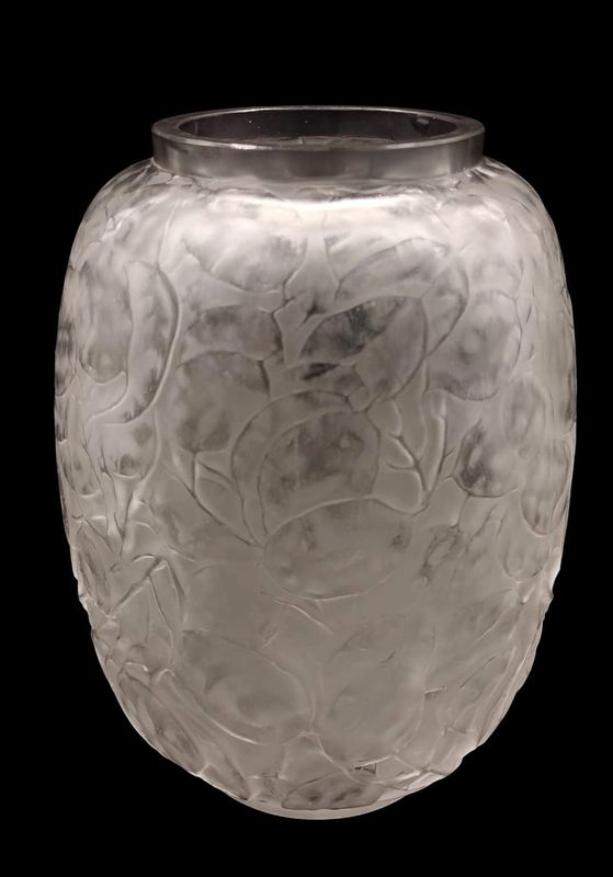 VASO RENE' LALIQUE  "MONNAIE DU PAPE " 1914 PATINATO GRIGIO CM 22,9