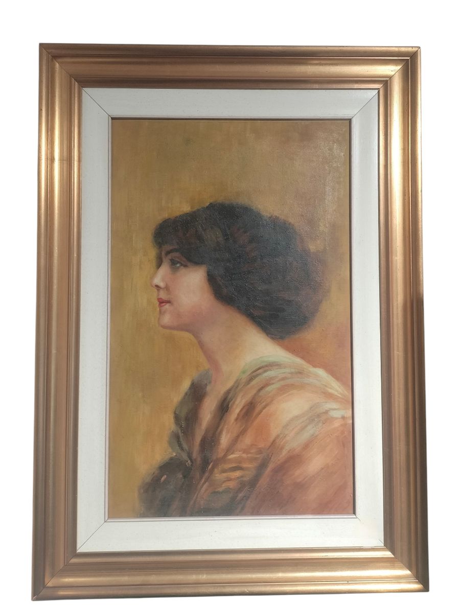 DIPINTO OLIO SU TELA RITRATTO DI DONNA
