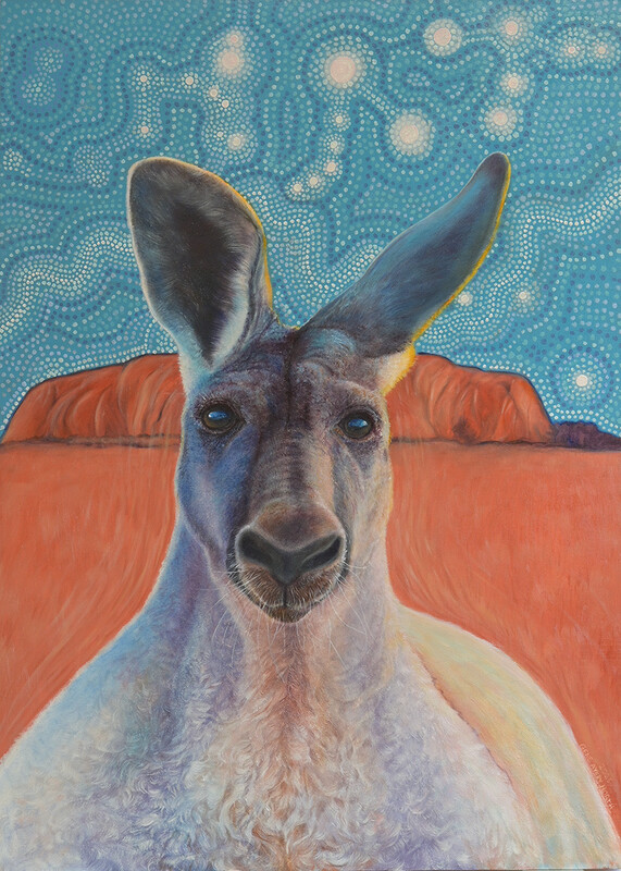 Uluru Blue Kangaroo print