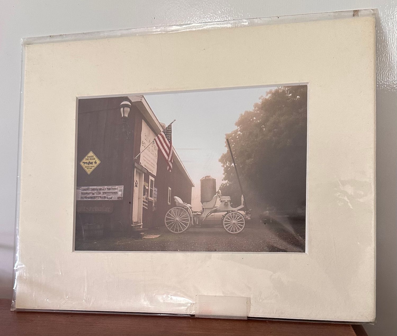 Palmer farm white carriage with American flag 4x6 print