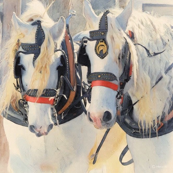 Foxy and Merlin in Harness