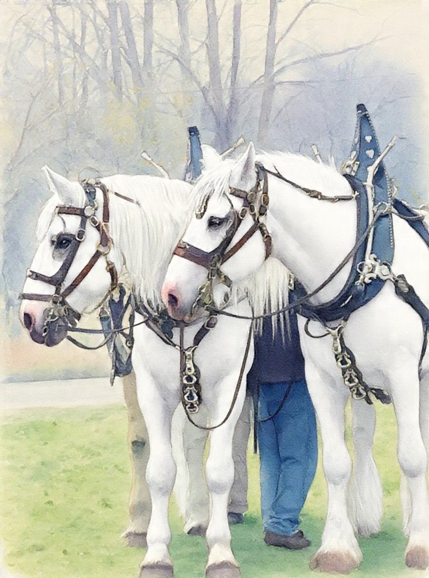 Piper and Foxy in Harness