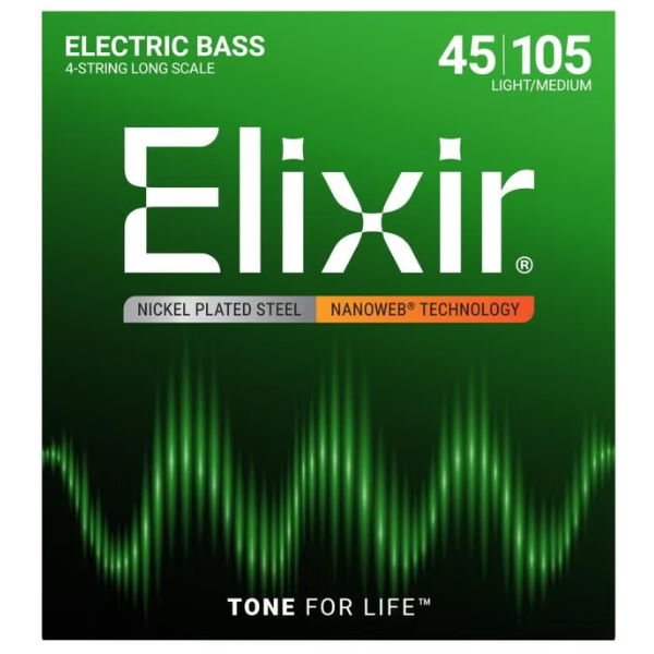 Elixir 45-105 Nanoweb  Medium 4-String Bass Strings