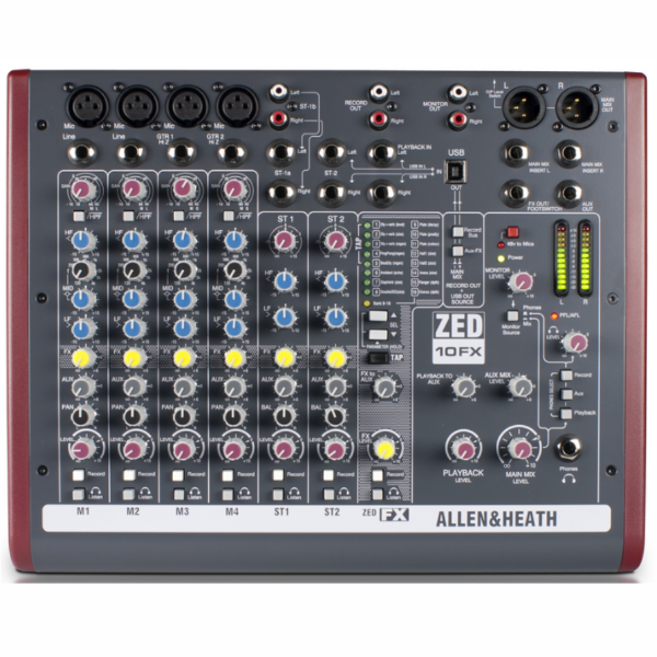 Allen &amp; Heath ZED-10FX Mixer with USB and Effects