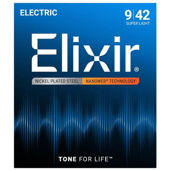 Elixir Strings 9-42 Nanoweb Super Light Electric Guitar Strings