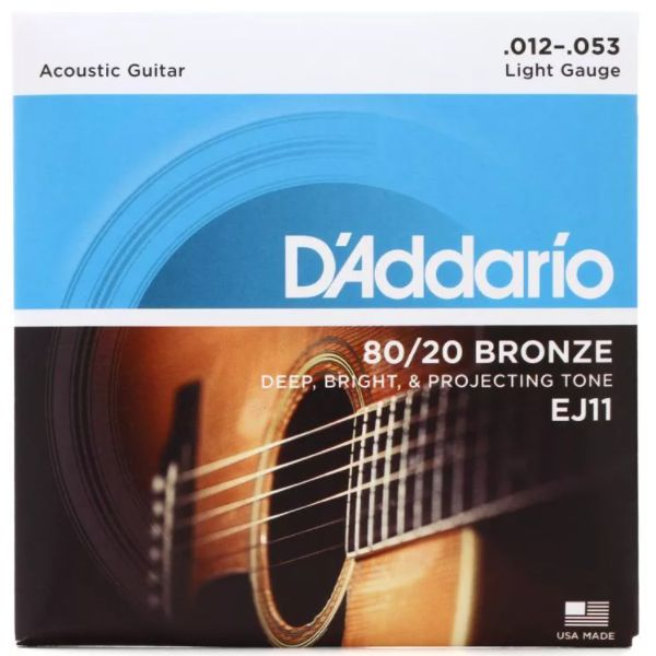 D'Addario EJ11 Light 80/20 Bronze Acoustic Strings - .012-.053