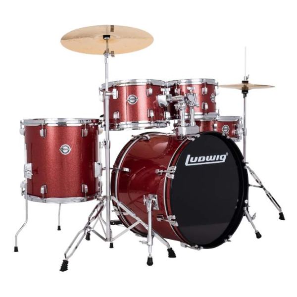 Ludwig Accent Drive 5-piece Drum Set with Wuhan Cymbals - Red Sparkle