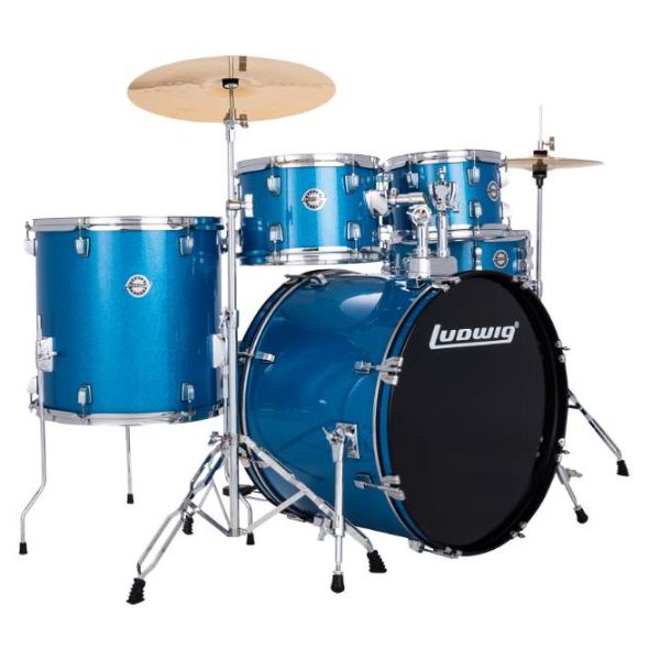 Ludwig Accent Drive 5-piece Drum Set with Wuhan Cymbals - Blue Sparkle