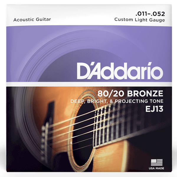 D'Addario EJ13 Custom Light 80/20 Bronze Acoustic Strings - .011-.052
