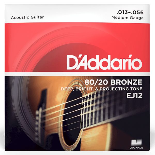 D'Addario EJ12 Medium 80/20 Bronze Acoustic Guitar Strings - .013-.056