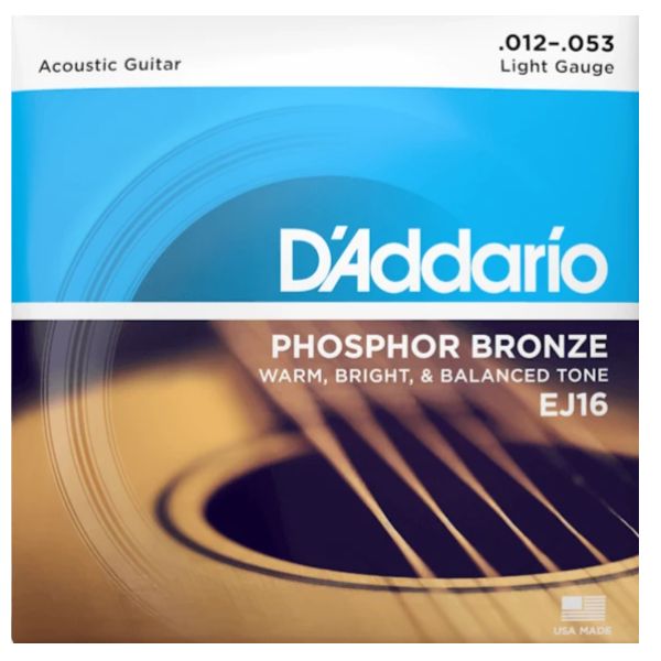 D'Addario EJ16 Phosphor Bronze Acoustic Guitar Strings - .012-.053 Light