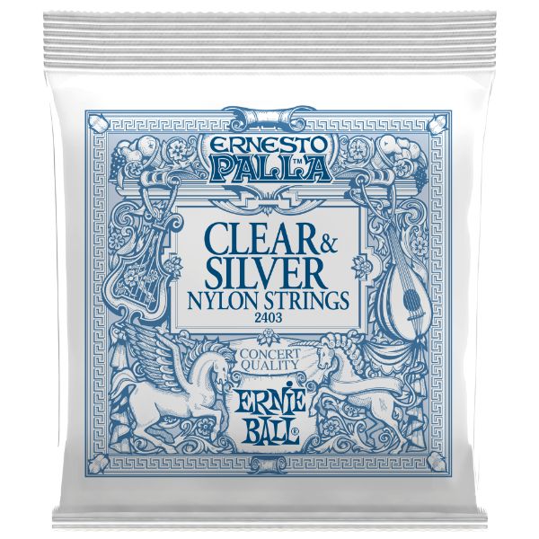 Ernie Ball 2403 Ernesto Palla Clear &amp; Silver Nylon Classical Guitar Strings - Medium Tension