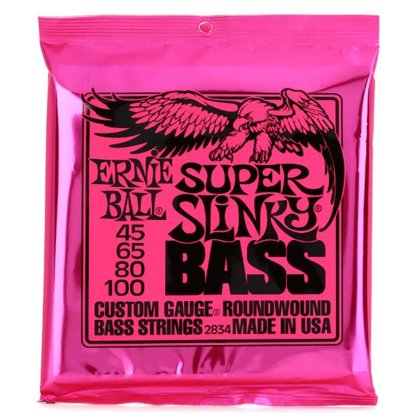 Ernie Ball 2834 Super Slinky Nickel Wound Electric Bass Guitar Strings - .045-.100