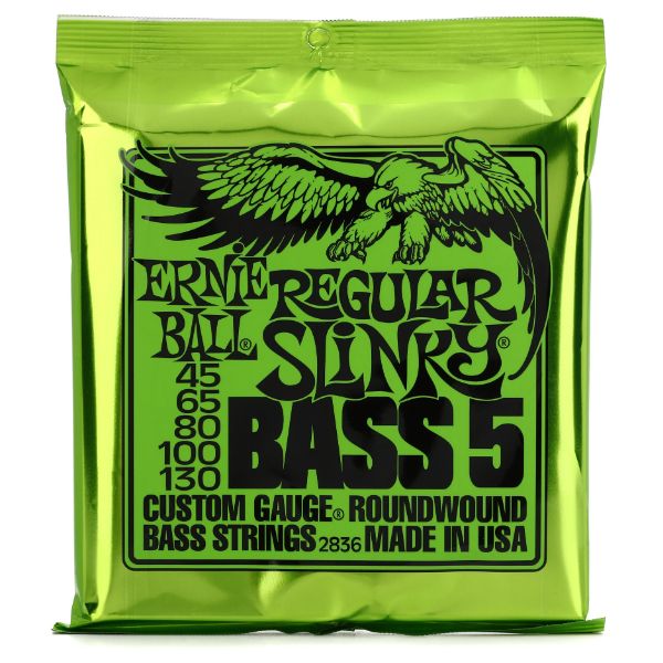 Ernie Ball 2836 Regular Slinky Nickel Wound Electric Bass Guitar Strings - .045-.130 5-String