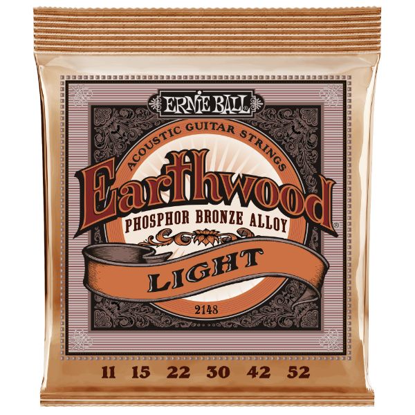 Ernie Ball 2148 Earthwood Phosphor Bronze Acoustic Guitar Strings - .011-.052 Light